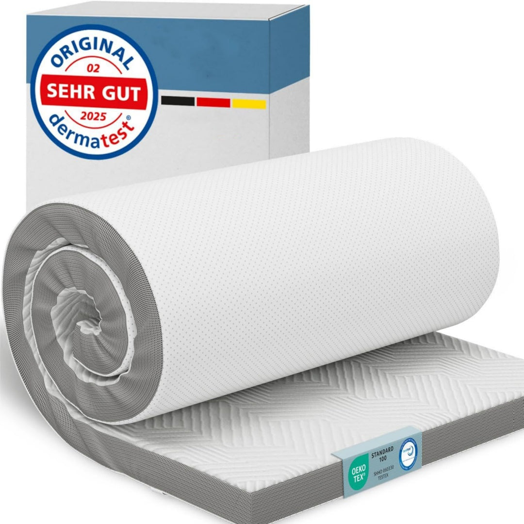 eloneo matratzen topper 90x200cm memory foam 5cm hoch zertifizierter premium matratzentopper fuer bett und boxspringbett atmungsaktiver 3d mesh-bezug rutschfest mit noppen und eckschlaufen