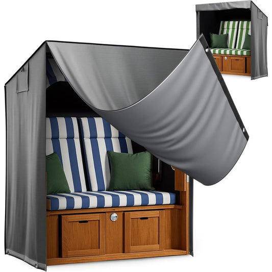 jeto strandkorb schutzhuelle premium 120 cm 128 x 105 x 165 cm bxtxh winterfest ultraviolett-bestaendig wasserabweisend 600d oxford abdeckung anthrazit
