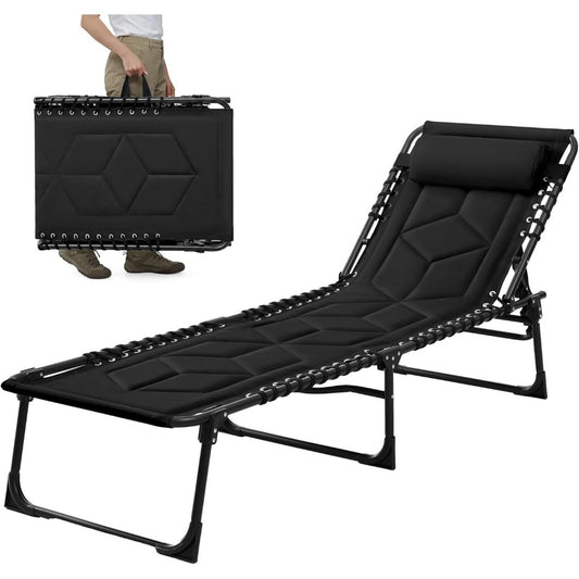 palawano faltbare sonnenliege mit 5-fach verstellbarer rueckenlehne feldbett klappbar fuer garten balkon strand pool gartenliege campingbett fuer camping reise schwarz