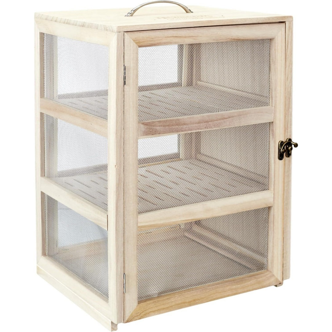 cook concept vorratsschrank aus paulownia-holz 2 abnehmbare tabletts 39 cm 2 herausnehmbare tabletts zur aufbewahrung von kaese und wurstwaren zum servieren auf dem tisch masse 39x28x24cm natur