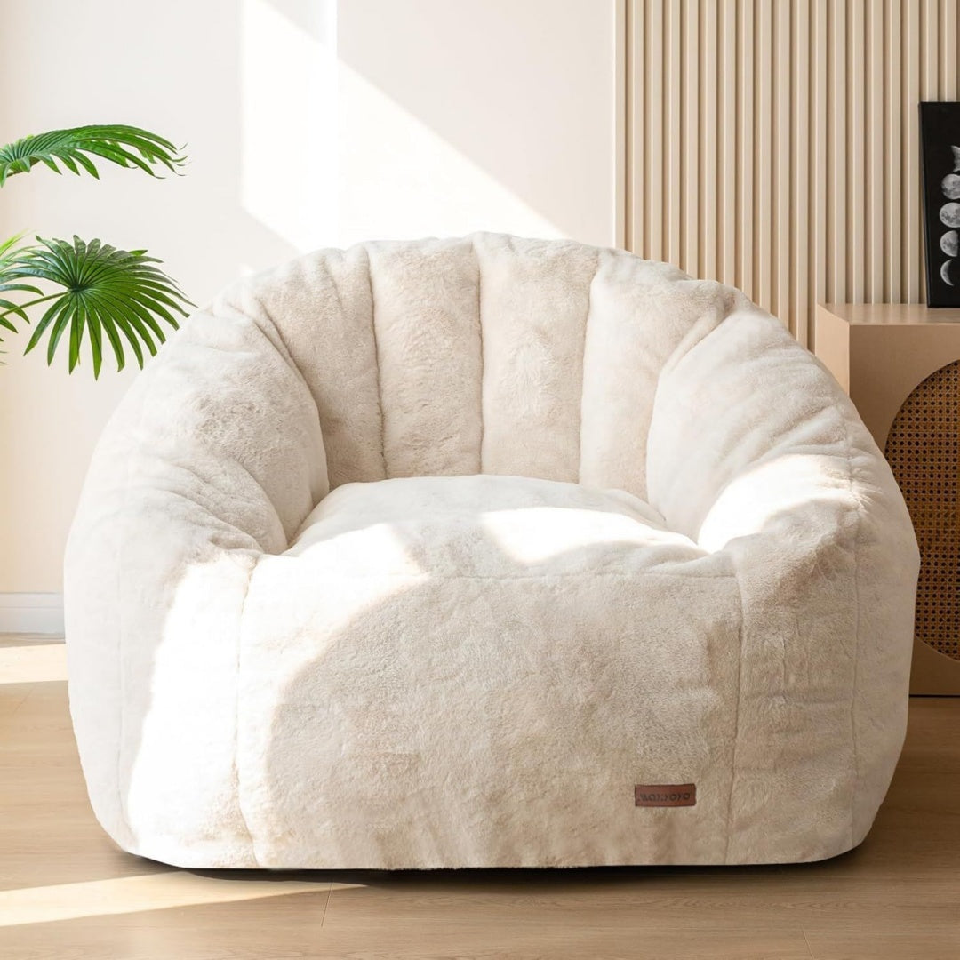 maxyoyo sitzsack erwachsenemuschelform bean bag sofa mit weicher fuellungschlafsofa kunstfell sitzsack fuer schlafzimmer wohnzimmer