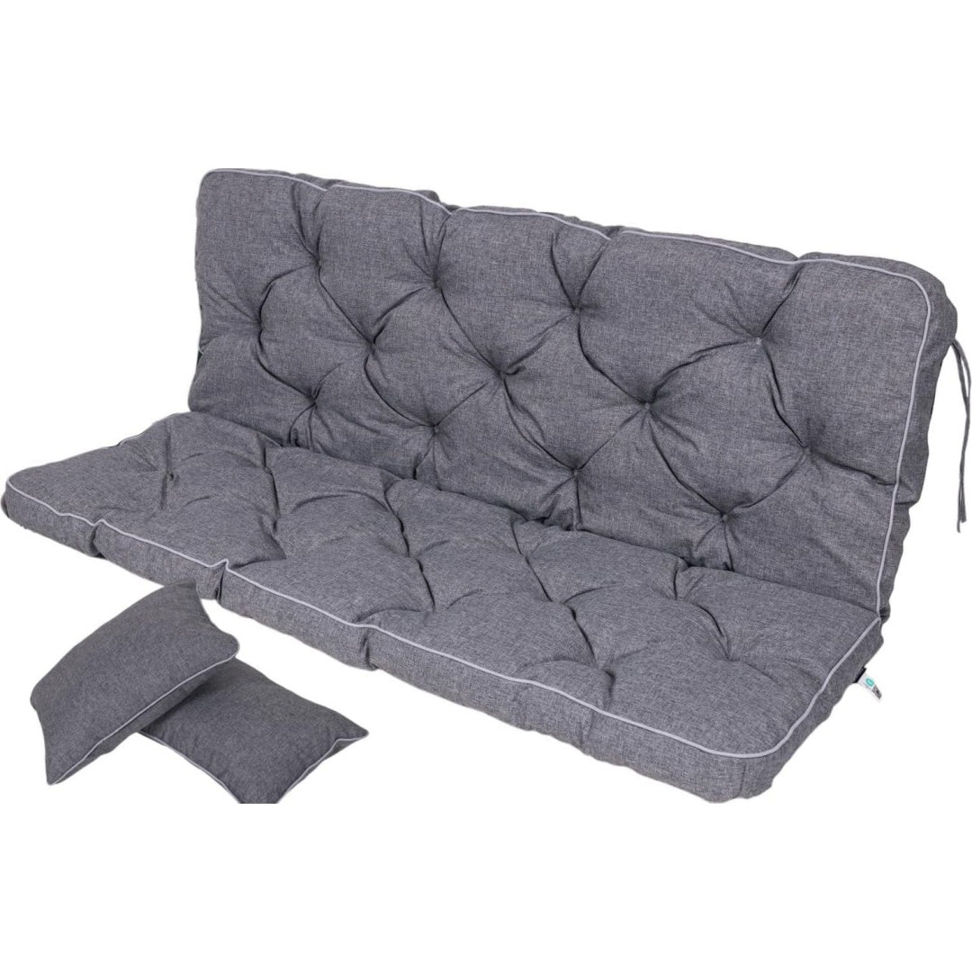 texdeko bankauflage mit rueckenlehne fuer hollywoodschaukel 110 x 50 x 56cm gartenschaukelkissen gemuetliche sitzauflage gartenbankauflage polsterauflage wasserabweisend ultraviolett-bestaendig grau