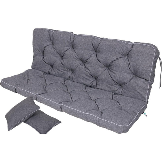 texdeko bankauflage mit rueckenlehne fuer hollywoodschaukel 110 x 50 x 56cm gartenschaukelkissen gemuetliche sitzauflage gartenbankauflage polsterauflage wasserabweisend ultraviolett-bestaendig grau