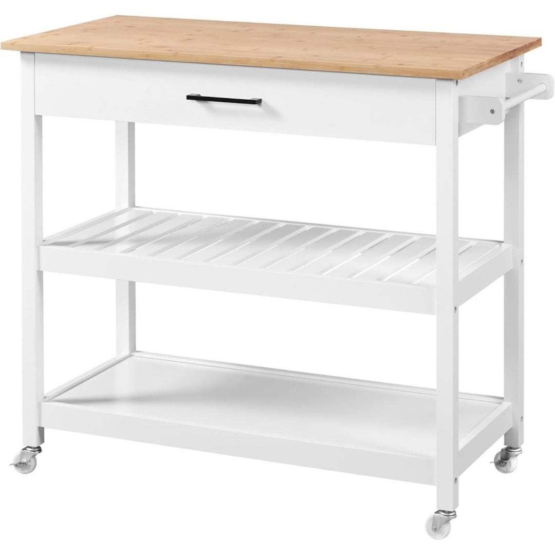 yaheetech servierwagen mit schublade 51 x 1015 x 92 cm weiss kuechenwagen mit 2 ablagen rollwagen kuechenrollwagen mit 4 rollen kuechenregal bewegliche kuecheninsel beistelltisch