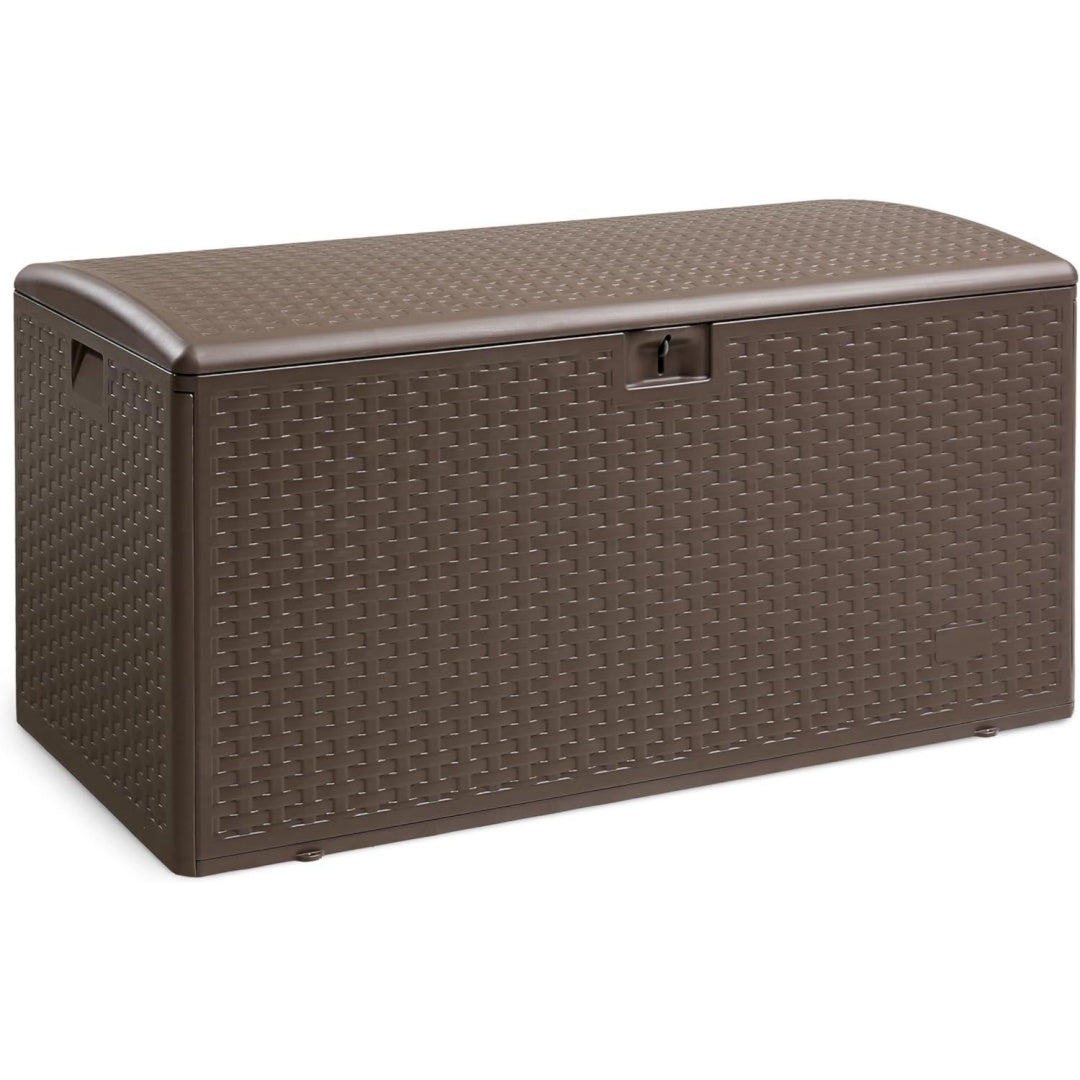 amazon basics box zur aufbewahrung und organisation fuer den aussenbereich terrasse 375 l braun