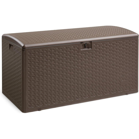 amazon basics box zur aufbewahrung und organisation fuer den aussenbereich terrasse 375 l braun